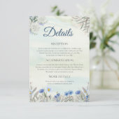 水彩ブルーワイルドフラワー結婚の詳細カード エンクロージャーカード (スタンド正面)