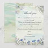 水彩ブルーワイルドフラワー結婚ズサンキューカード サンキューカード (正面/裏面)