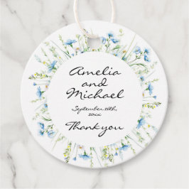 水彩ブルーワイルドフラワー結婚ズ フェイバータグ