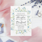 水彩ブルーワイルドフラワー結婚ズ 招待状