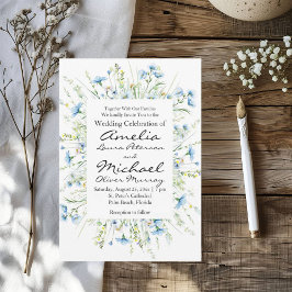 水彩ブルーワイルドフラワー結婚ズ 招待状