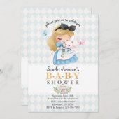 水彩ブルーワンダーランドガールベビーシャワー 招待状 (正面/裏面)