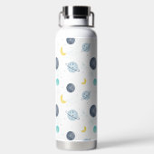 水彩ブルー宇宙惑星パターン ウォーターボトル (背面)