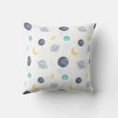 水彩ブルー宇宙惑星パターン クッション (裏面)