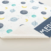 水彩ブルー宇宙惑星パターン シェルパブランケット (3/4)