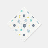 水彩ブルー宇宙惑星パターン スタンダードカクテルナプキン (角)