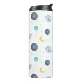 水彩ブルー宇宙惑星パターン タンブラー (回転左)