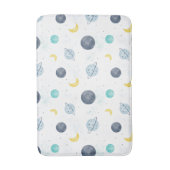 水彩ブルー宇宙惑星パターン バスマット (正面縦)