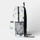 水彩ブルー宇宙惑星パターン プリントバックパック (右)