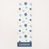 水彩ブルー宇宙惑星パターン ヨガマット (正面)