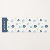 水彩ブルー宇宙惑星パターン ヨガマット (正面(横))