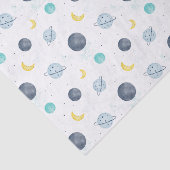 水彩ブルー宇宙惑星パターン 薄葉紙 (詳細)