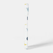 水彩ブルー宇宙惑星パターン iPhoneケース (右側面)