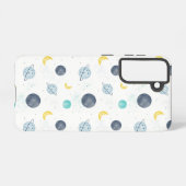 水彩ブルー宇宙惑星パターン SAMSUNG GALAXYケース (裏面横)