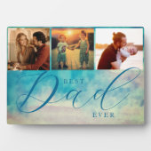 水彩ブルー抽象芸術3枚の写真最高のパパEver フォトプラーク (正面)