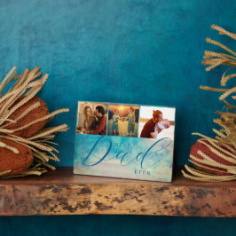 水彩ブルー抽象芸術3枚の写真最高のパパEver フォトプラーク