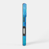 水彩ブルー抽象芸術 iPhone 16ケース (右側面)