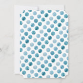 水彩ブルー水玉模様かわいい赤ちゃんシャワー 招待状 (裏面)