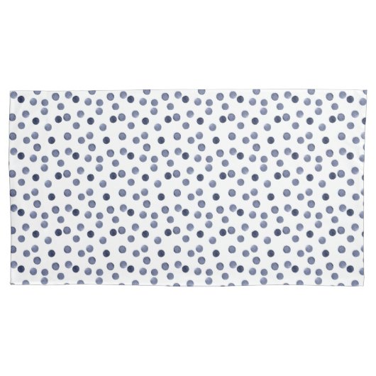 水彩ブルー水玉模様 枕カバー (正面)