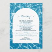 水彩ブルー海ビーチ結婚式の日程 プログラム (裏面)