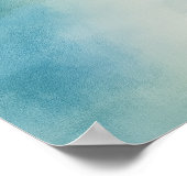 水彩ブルー海ビーチ結婚式ウェルカムサイン ポスター (角)