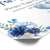 水彩ブルー王室のテディベアバルーン ポスター (角)