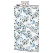 水彩ブルー秋カボチャ&秋の花 フラスク (左)