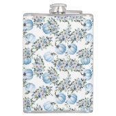 水彩ブルー秋カボチャ&秋の花 フラスク (裏面)