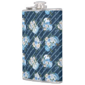 水彩ブルー秋カボチャ&秋の花 フラスク (左)