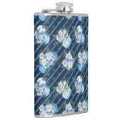 水彩ブルー秋カボチャ&秋の花 フラスク (右)