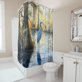 水彩ブルー素晴らしヘロンサイプレススワンプ シャワーカーテン (インサイチュ)