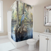 水彩ブルー素晴らしヘロン シャワーカーテン (インサイチュ)