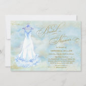 水彩ブルー結婚ズガウンブライダルシャワー招待状 招待状 (正面)