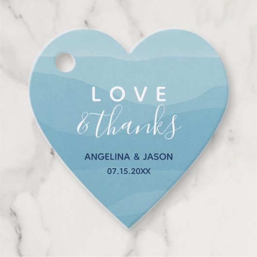 水彩ブルー結婚ズ・サンキュー フェイバータグ (正面)