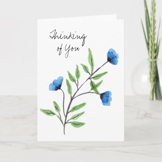 水彩ブルー考えフローラ カード (正面)