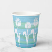 水彩ブルー誕生日キッズチューリップ紙カップ 紙コップ (裏面)