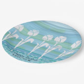 水彩ブルー誕生日キッズチューリップ ペーパープレート (アングル)