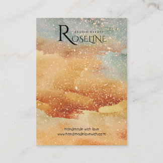 水彩ブルー金ゴールドグリッタージュレリーディスプレイ 名刺