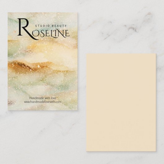 水彩ブルー金ゴールドグリッタージュレリーディスプレイ 名刺 (正面/裏面)