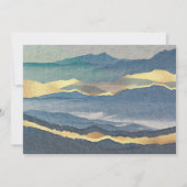 水彩ブルー金ゴールドランドスケープ結婚式 招待状 (裏面)