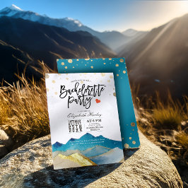 水彩ブルー金ゴールド山脈バチェロレッテ 招待状