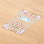 水彩ブルー金ゴールド春傘21st誕生日 アクリル招待状 (レイダウン)