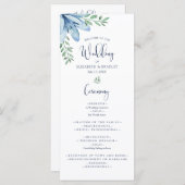 水彩ブルー開花&グリーン結婚式 プログラム (正面/裏面)