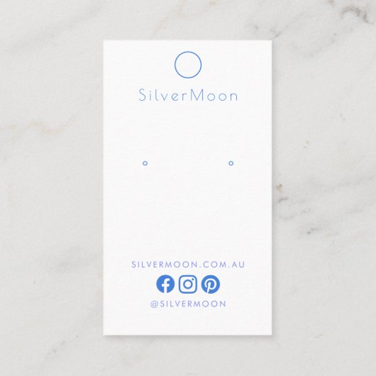 水彩ブルー顔イラストレーションイヤリングディスプレイ 名刺 (裏面)