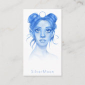 水彩ブルー顔イラストレーションイヤリングディスプレイ 名刺 (正面)