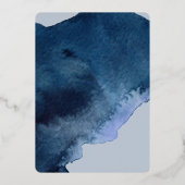 水彩ブルー50th誕生日バラ金ゴールドドレス 箔招待状 (裏面)