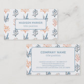 水彩ブルー&オレンジサンゴ 名刺 (正面/裏面)