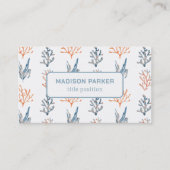 水彩ブルー&オレンジサンゴ 名刺 (正面)