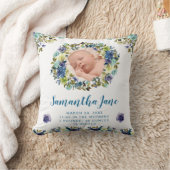水彩ブルー&クリームフラワーズリースベビー写真 クッション (ブランケット)