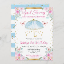 水彩ブルー ゴールド スプリング傘 21歳の誕生日